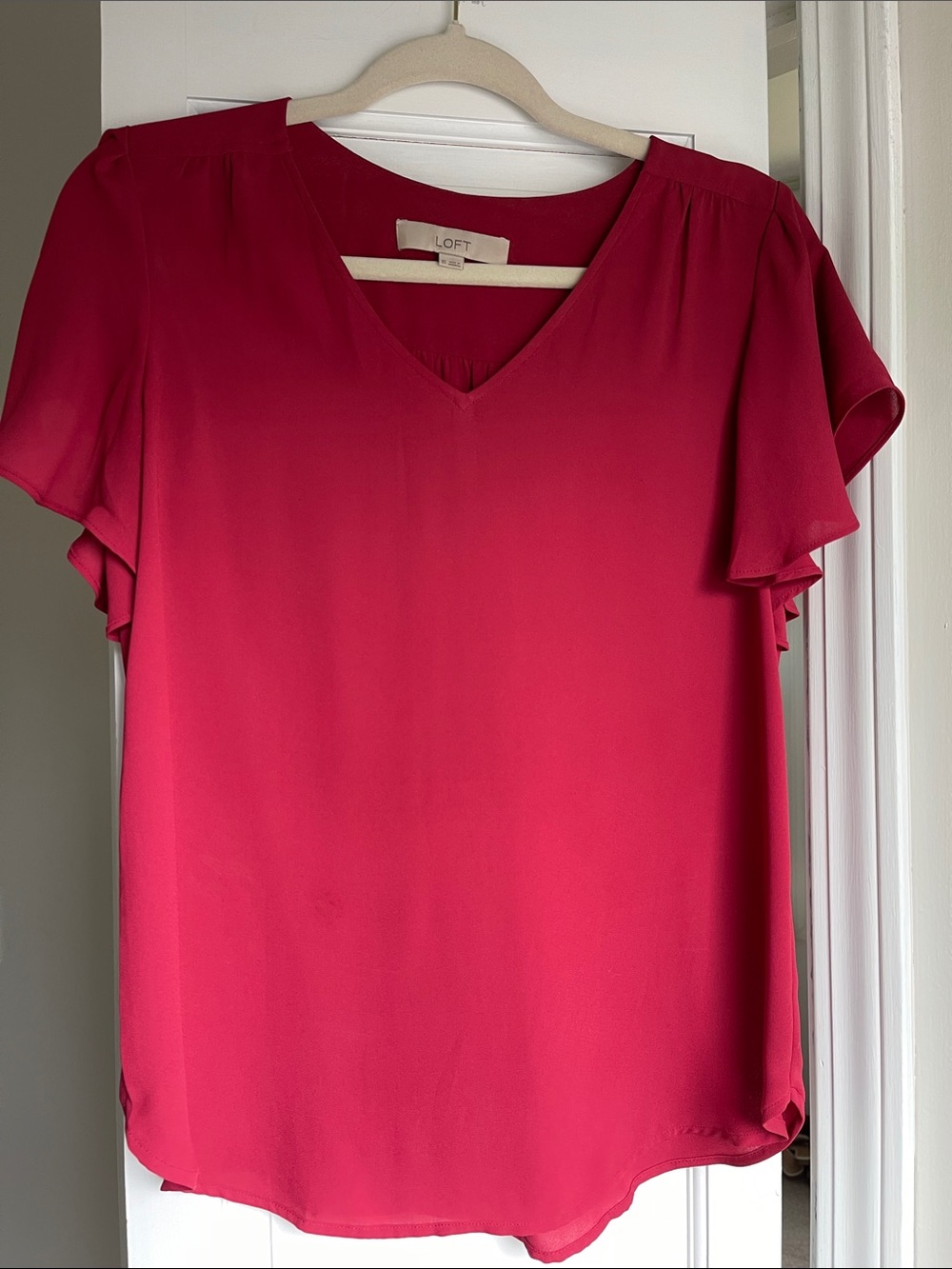 LOFT V-Neck Flutter Sleeve Blouse